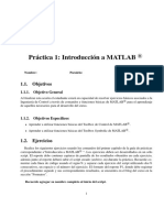 PR Actica 1: Introducci On A MATLAB: 1.1. Objetivos