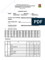 Answer Sheet: Mindanao State University