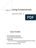 Programming Fundamentals: Lecture No. 1