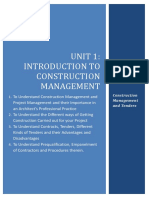 Unit 1 Introduction To Construction Management