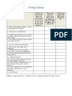 Going Green: Marking: 2 - Things You Have Done 1 - Things You Will Do 0 - Things You Cannot Do. How "Green" Are You?