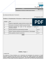 Guidelines On Standardization of Exclusions in Health Insurance Contracts