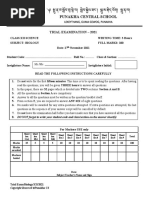 Punakha Central School: Trial Examination - 2021