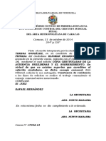 Juzgado Vigésimo Noveno de Primera Instancia en Funciones de Control Del Circuito Judicial Penal Del Área Metropolitana de Caracas