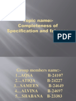 Topic Name:-Completeness of Specification and Fairness