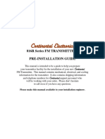 Continental Electronics: 816R Series FM Transmitters Pre-Installation Guide