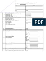 Checklist For Inspection of Factories in Telengana State: General Information SL - No Description Status