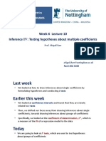 Week 6 Lecture 10 Inference IV: Testing Hypotheses About Multiple Coefficients