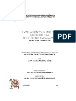 Evaluación Y Seguimiento Nutricio en La Adolescente Embarazada