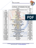 Calendario Oficial Actividades FSK 2022