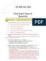 CSE 408 Fall 2021 Final Exam Topics & Questions