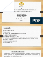 Refrigeration Systems & Comparative Study of VCRS