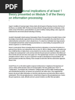 Cite Educational Implications of at Least 1 Theory Presented On Module 5 of The Theory On Information Processing