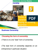 Business Ownership: Forms of Business Ownership and Buying An Existing Business