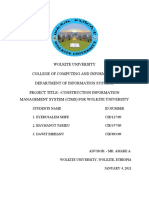 Wolkite University College of Computing and Informatics Department of Information Systems Project Title: - Construction Information Management System (Cims) For Wolkite University