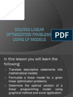 Application of Linear Inequalities Linear Programming