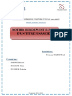 Notion Rendement-Risque D'un Titre Financier Non Salarié