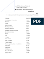 Financial Reporting and Analysis End-Term Examination Answer ALL Questions. Show Your Workings