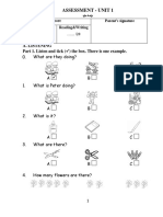 Assessment - Unit 1: A. Listening Part 1. Listen and Tick ( ) The Box. There Is One Example