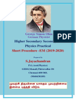 Higher Secondary Second Year Physics Practical: Short Procedure - EM (2019-2020)