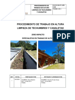 Procedimiento de Trabajo Limpieza Techumbres y Canaletas