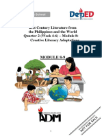 21st Century Literature From The Philippines and The World Quarter 2 (Week 4-6) - Module 8: Creative Literary Adaptations