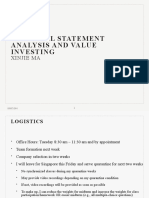 Financial Statement Analysis and Value Investing: Xinjie Ma