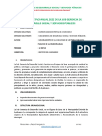 Plan Operativo Anual 2022 de La Sub Gerencia de Desarrollo Social y Servicios Publico