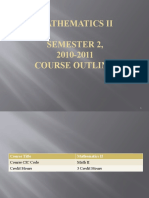 Mathematics Ii Semester 2, 2010-2011 Course Outline