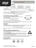 Combustion and Oxidation: Summary Sheets