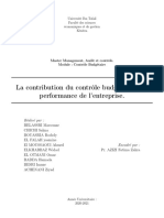 La Contribution Du Contrôle Budgétaire À La Performance de L'entreprise