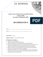 Seven Oaks Year - 7 - 2018 - Maths - Exam