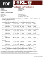 Parents Feedback On Curriculum
