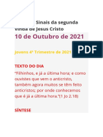 10 de Outubro de 2021: Lição 2 - Sinais Da Segunda Vinda de Jesus Cristo