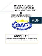 Fundamentals in Accountancy and Business Management II: Specialized Subject: (GRADE 12 First Semester)