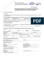 Application To Purchase A House and Lot Package/Housing Unit Under The Government Employees Housing Program