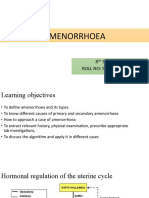 Amenorrhoea: 8 Semester ROLL NO: 90, 91, 92, 93, 94