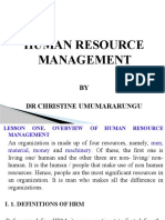 Human Resource Management: BY DR Christine Umumararungu