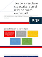 Dificultades de Aprendizaje de La Lecto-Escritura en El Subnivel de Básica Elemental I