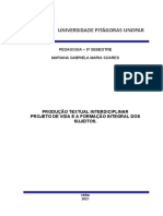 PROJETO DE VIDA E A FORMAÇÃO INTEGRAL DOS SUJEITOS - Portifolio Mariana