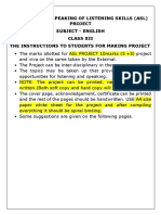 Assesment of Speaking of Listening Skills (Asl) Project Subject - English Class Xii The Instructions To Students For Making Project