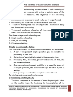 Scheduling and Control of Manufacturing Systems