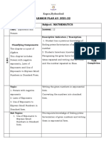 LESSON PLAN AY: 2021-22 Grade: VIII Subject: MATHEMATICS Unit: Lesson