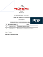 DCC10012 Engineering Drawing and Computer Aided Drafting (Cad) Assignment 1