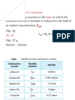 Half Life Period of A Reaction: Time