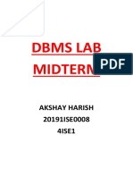 Dbms Lab Midterm: Akshay Harish 20191ISE0008 4ISE1