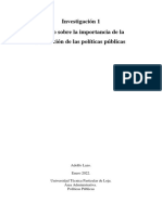 Investigación 1 Construya Un Breve Ensayo Sobre La Importancia de La Evaluación de Las Políticas Públicas.