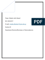 Name: Sohaila Adel Ahmed ID: 120210337 E-Mail: Section:16 Experiment: Electrical Resistance of Semiconductors