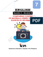 English7 - Q2 - Mod8 - Comparing Content of Materials Viewed To Other Sources of Information (Print and Radio) - v5