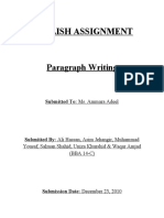 English Assignment: Paragraph Writing